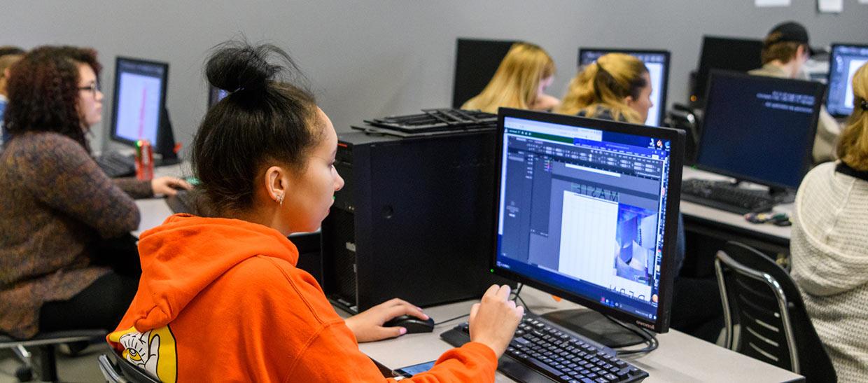 Students working on computers